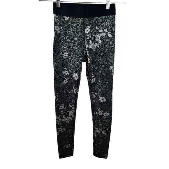 Noli Pants - NOLI Black White Floral Green Side Stripe 7/8 Length Leggings Tights Yoga USA S